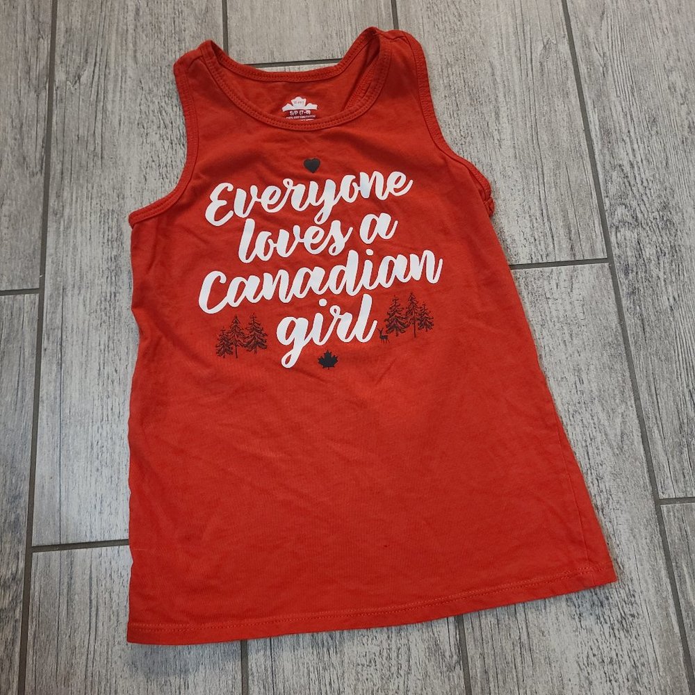 Eh Canada red racerback tank top girls size small 7-8
